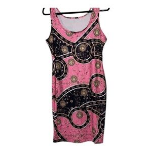 Pink and Black Sheath Midi Dress Large NWOT